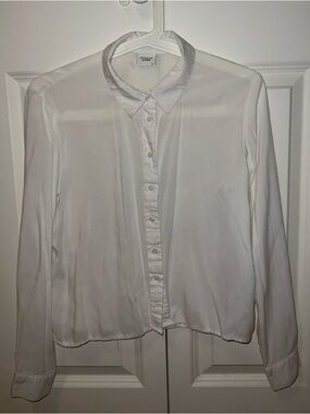 White Button-Up Shirt (Slightly Cropped)